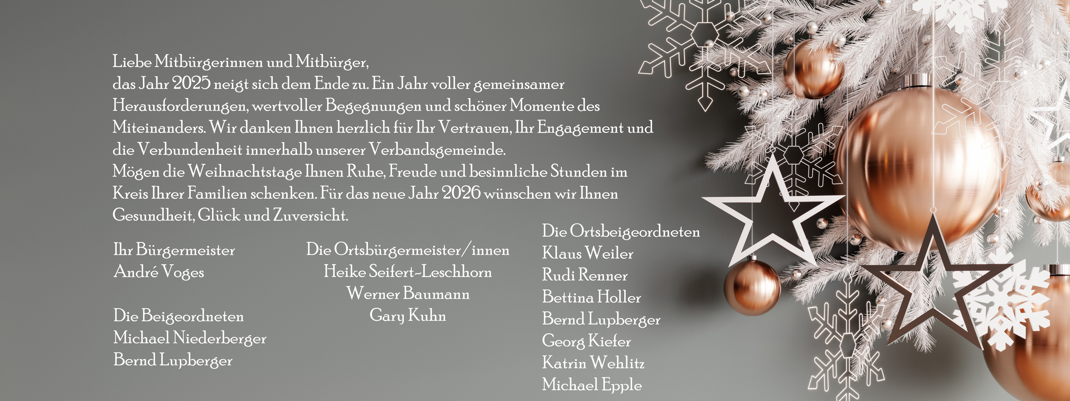 Christmas decoration with empty gray mock up wall background 3D Rendering, 3D Illustration