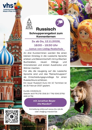 Russisch Schnupperkurs Maxdorf Flyer - 1 Russisch Schnupperkurs Maxdorf Flyer - 1