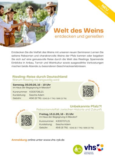 Plakat zu den Weinseminaren