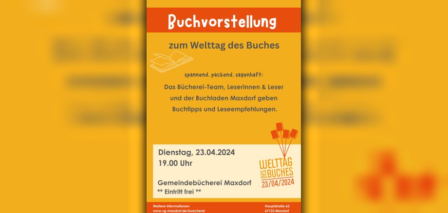 Plakat Einladung zum Literaturabend am welttag des Buches am 23 April 2024 um 19 Uhr