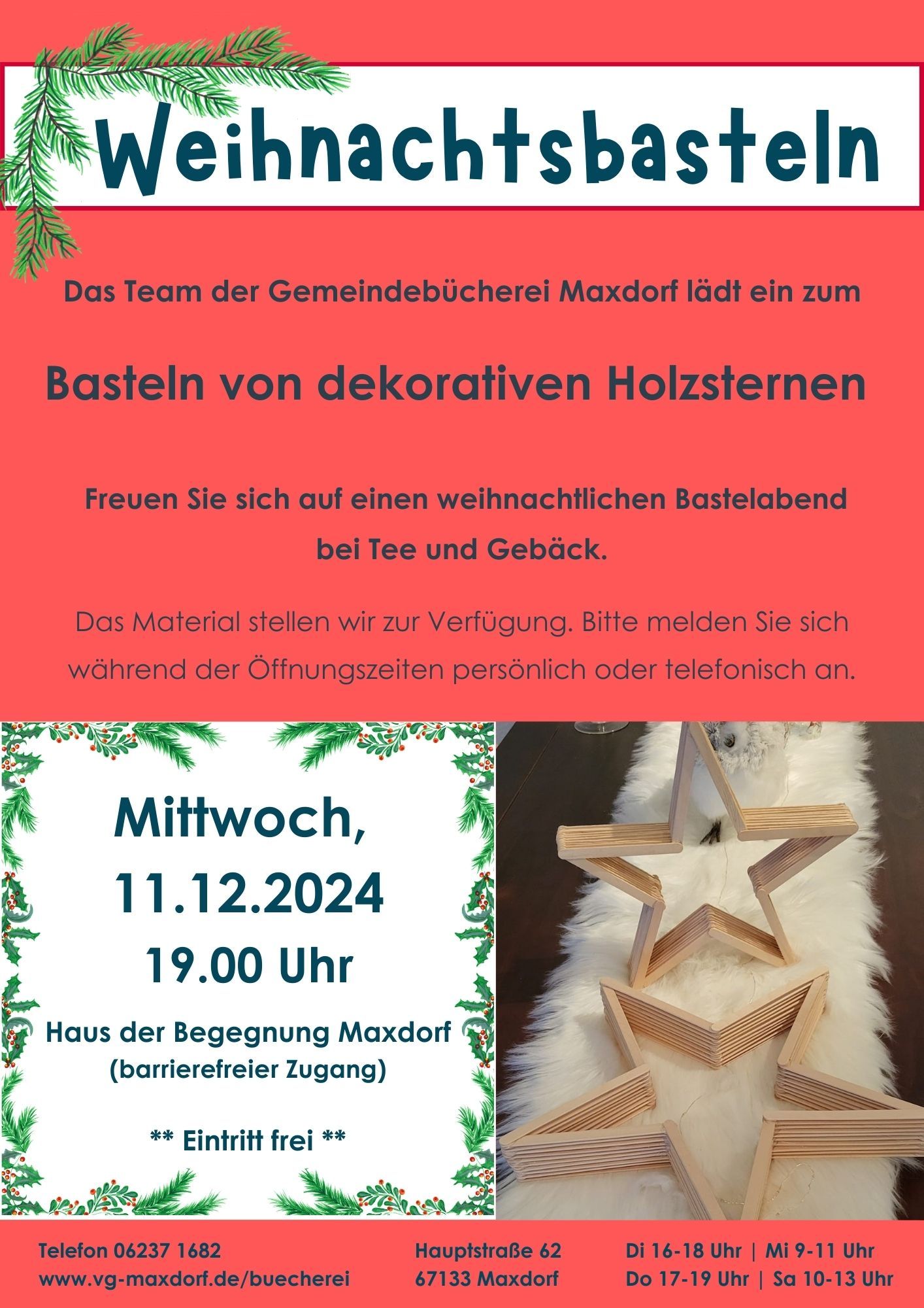 Plakate Events - 1 Plakat zum Weihnachtlichen basteln am 11. Dezember 2024