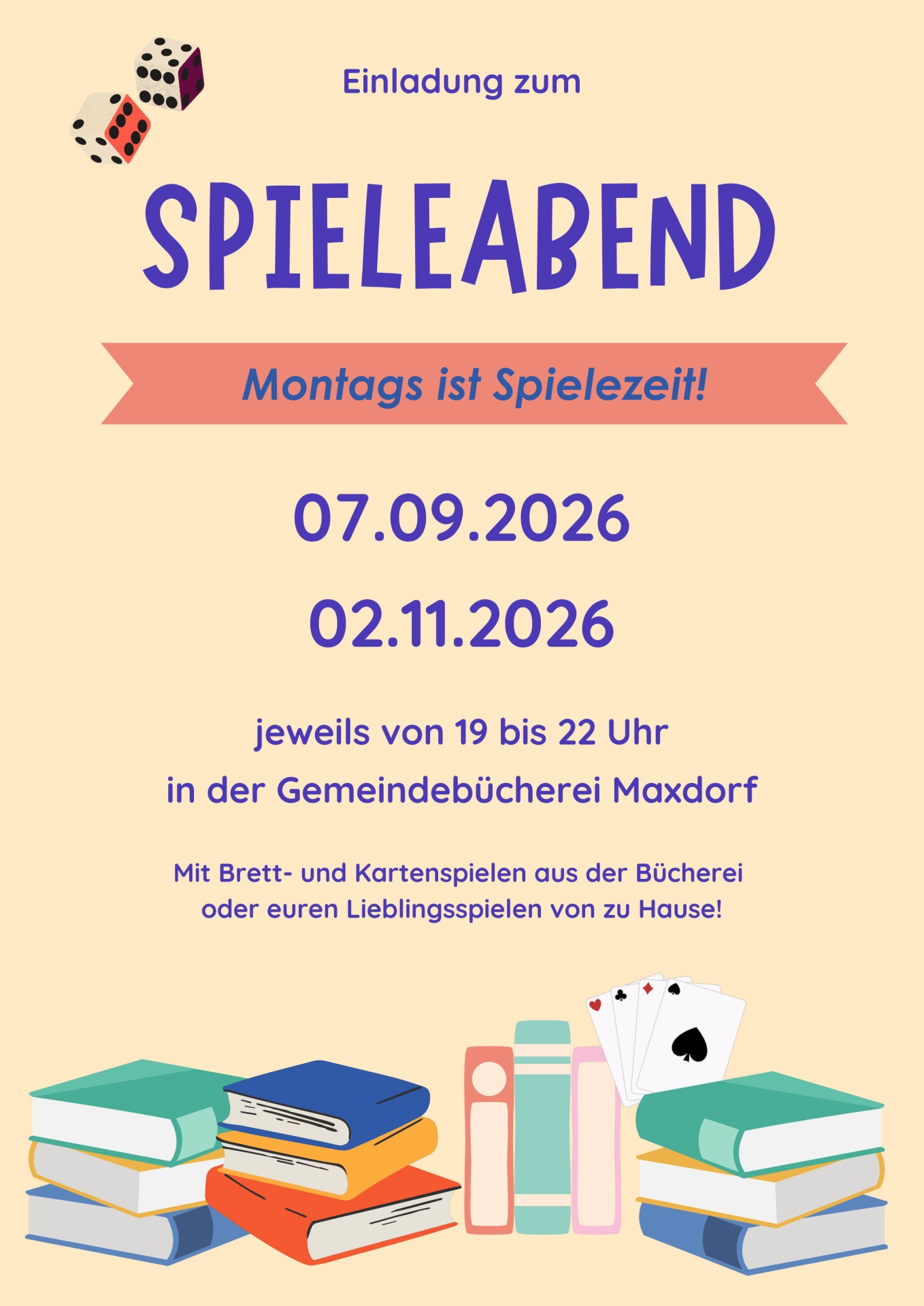Plakat Spieleabend September und November 2026