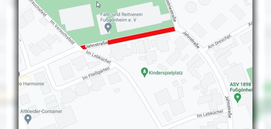 Kartenausschnitt jahnstraße Fußgönheim