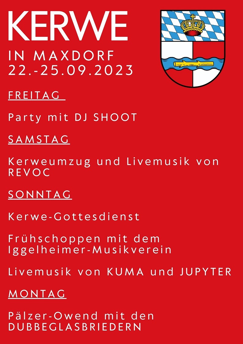 Veranstaltungsplakat zur Kerwe in Maxdorf