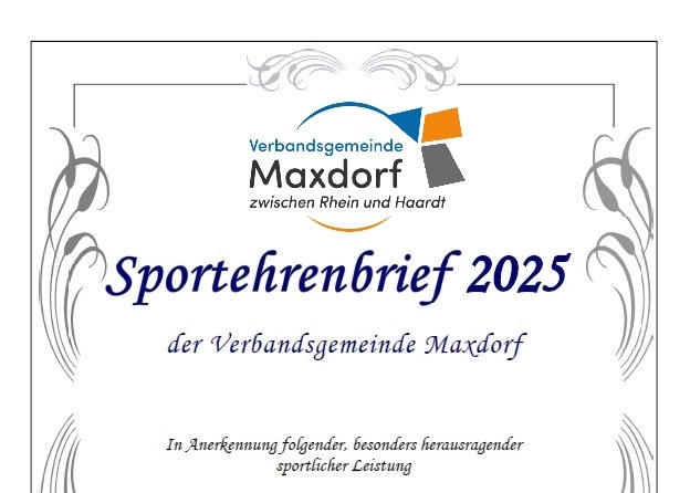 Ausschnitt der Urkunde des Sportehrenbriefes