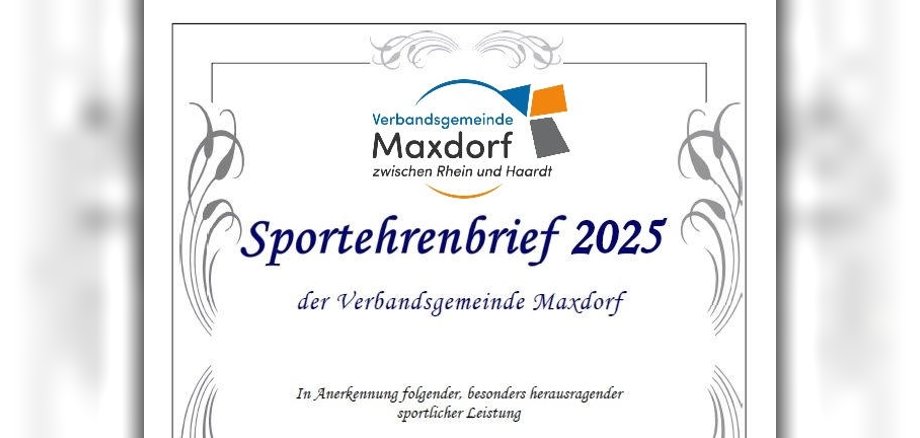Ausschnitt der Urkunde des Sportehrenbriefes