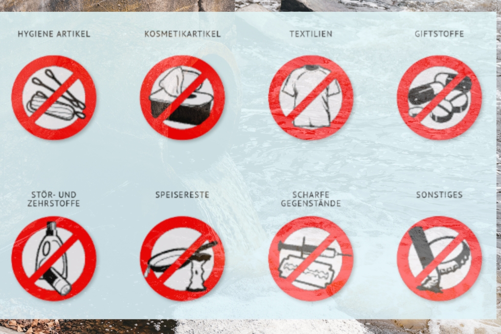 Grafik mit Übersicht der unerwünschten Fremdstoffe für die Kanalisation