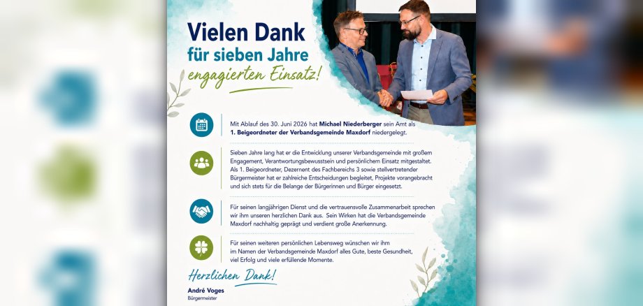 Bild zum Abschied 1. Beigeordneter M.Niederberger
