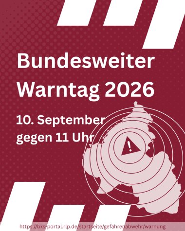 Bundesweiter Warntag 2026 - 1 Plakat zum Bundesweiten Warntag am 10. September 2026 ab 11:00 Uhr