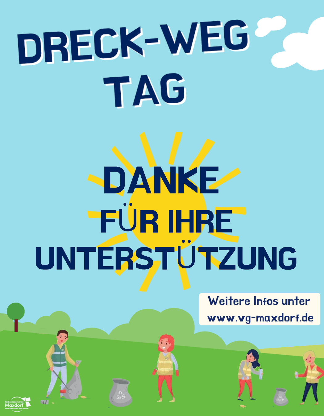 Plakat "Danke für Ihre Unterstützung" beim Dreck-Weg-Tag 2026