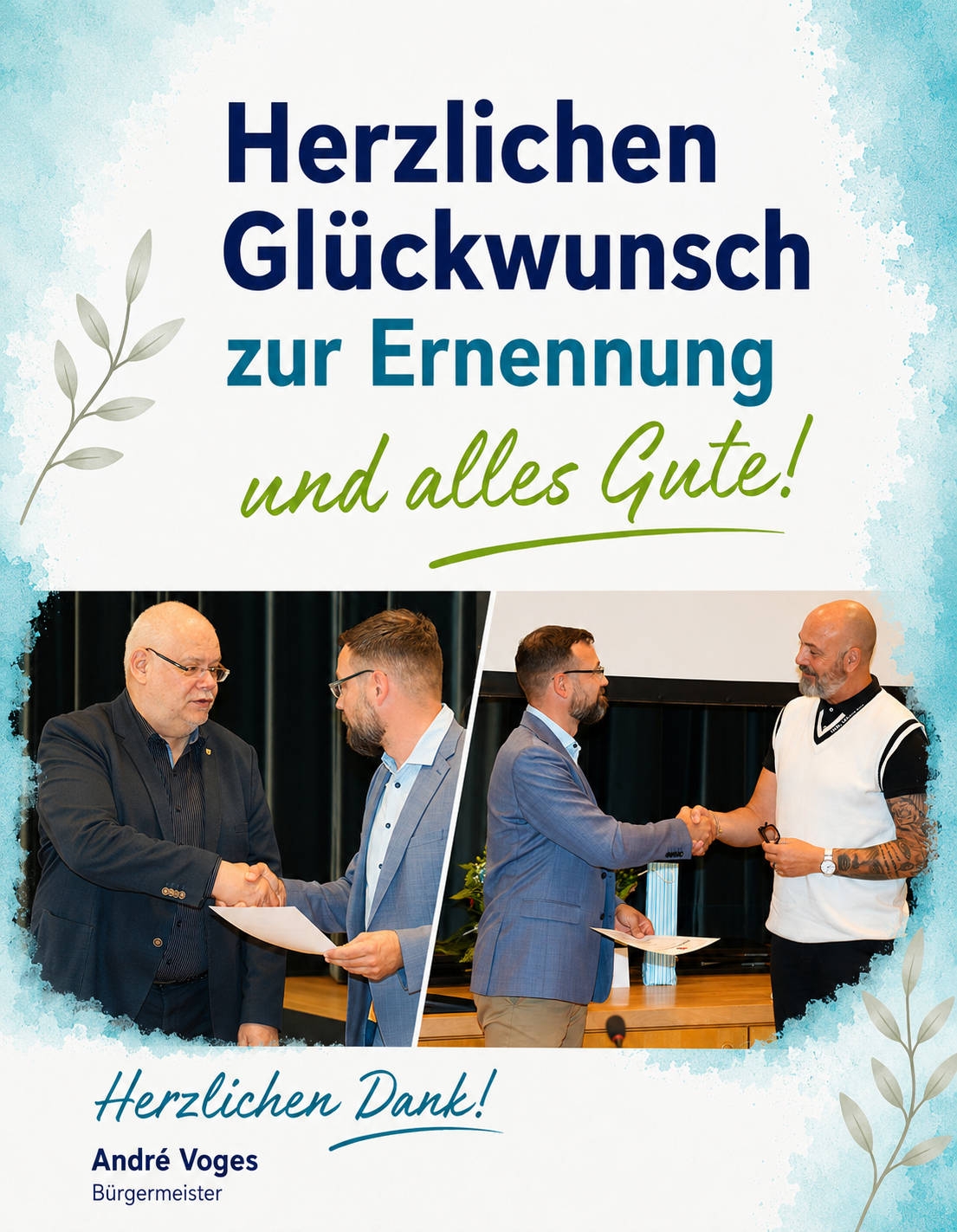 Foto Bürgermeister Voges und die Beigeordneten Lupberger und Kuhn