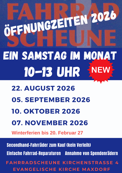 Flyer mit Öffnungszeiten der Fahrradscheune Maxdorf