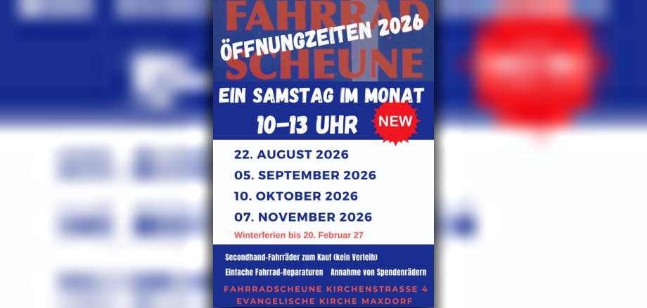 Flyer mit Öffnungszeiten der Fahrradscheune Maxdorf