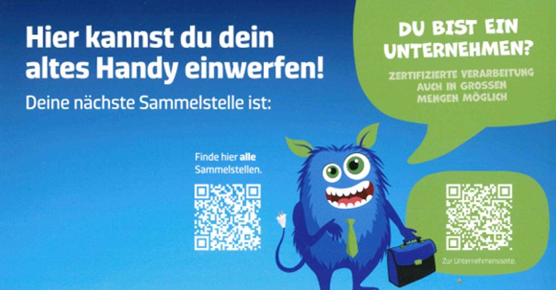 QR-Code zu den Sammelstellen und Unternehmensseite - Freddy Datenfresser