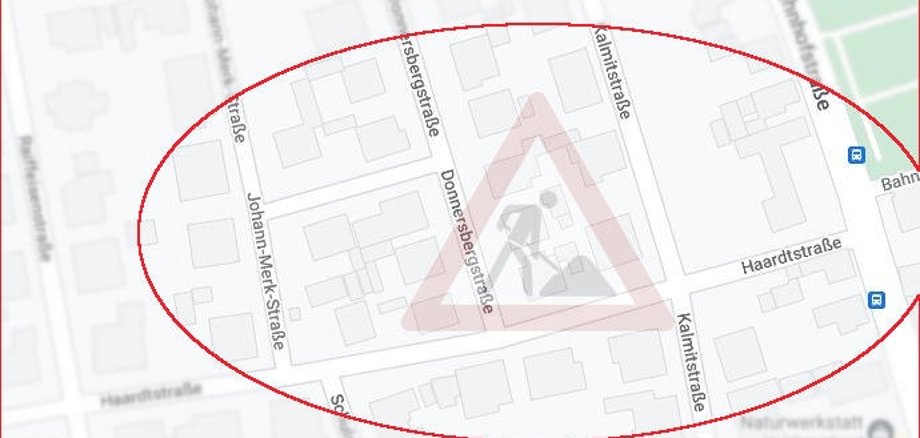 Kartenausschnitt Baustelle der Versorger in fußgönheim